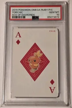2015 Pokemon Omega Ruby Poker Playing Cards Torchic Ace of Diamonds PSA 10 POP 3 - Image 1