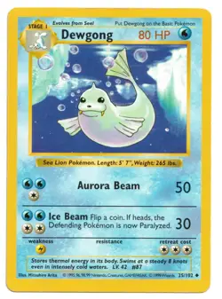 Pokemon Card: Dewgong 25/102 Shadowless Base Set! EX - Image 1