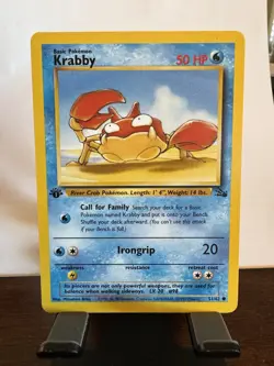 Pokemon TCG Krabby Fossil, 1st Edition Common Card 51/62 Lightly Played - Image 1