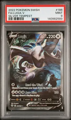 Lugia V 186/195 Alt Art PSA 9 MINT - Silver Tempest Pokemon Card - Image 1