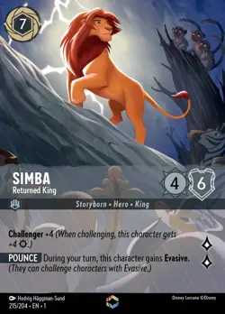 Lorcana Simba - Returned King - 215/204 - Enchanted - Holofoil, Near Mint The Fi - Image 1