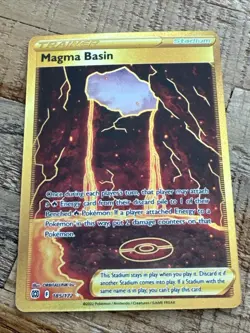 2022 Pokemon Brilliant Stars #185/172 Magma Basin Full Art Holo Trading Card - Image 1