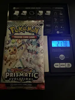 21.78g HEAVY Prismatic Evolutions Pokemon Sealed Booster Pack New - Image 1