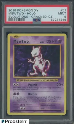 2016 Pokemon XY #51 Mewtwo Cracked Ice Holo EN PSA 9 - Image 1