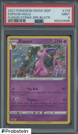 2021 Pokemon Fusion Strike 3 Pack Blister #174 Espeon Holo EN PSA 9 - Image 1