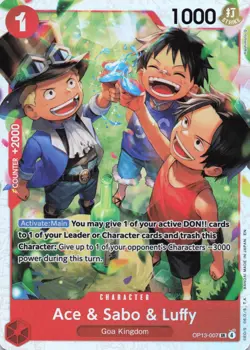One Piece CCG Ace & Sabo & Luffy OP13-007 Super Rare - Image 1