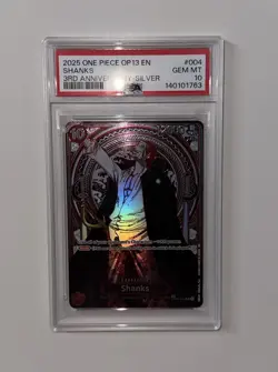 2025 ONE PIECE OP13-CARRYING ON HIS WILL 004 SHANKS 3RD ANNIVERSARY-SILVER PSA10 - Image 1