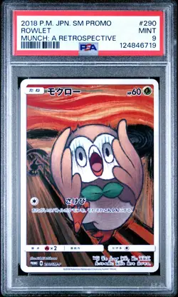 PSA 9 MINT Rowlet Scream Promo 290/SM-P Munch Japanese Pokemon Card Rare - Image 1