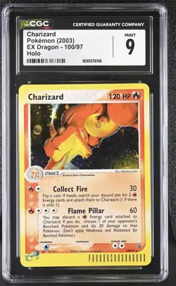CGC 9 MINT Charizard 2003 EX Dragon 100/97 Holo Pokemon Card - Image 1