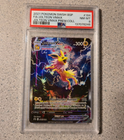 PSA 8 Jolteon VMAX SWSH184 Black Star Promo Full Art English Pokemon Card 2021 - Image 1