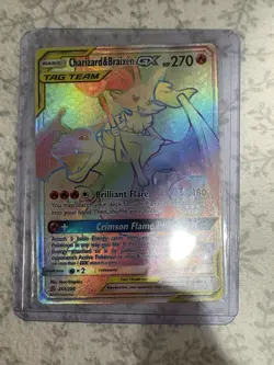 Charizard and Braixen GX Holo Rainbow Rare Pokemon Card 251/236 Tag Team Cosmic - Image 1