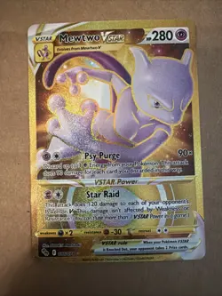 Pokemon Go Gold Mewtwo VSTAR Holo Ultra Rare Card 086/078 Pokemon TCG - Image 1