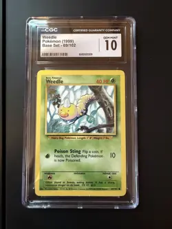Pokemon TCG Base Set Weedle Card 69/102 CGC 10 - Image 1