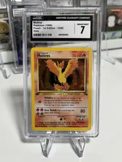Moltres 1st edition cgc 7 Fossil card 12/62 NM Pokemon 1999 HOLO - Image 1