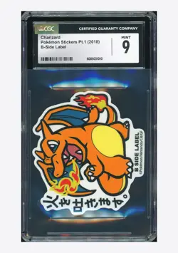 Pokemon CGC 9 Charizard B-Side Label 2018 Pokemon Stickers Pt.1 Japanese - Image 1