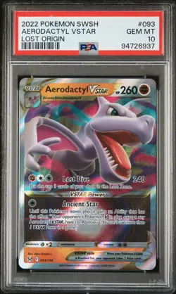 2022 POKEMON SWORD & SHIELD LOST ORIGIN #093 AERODACTYL VSTAR PSA 10 - Image 1