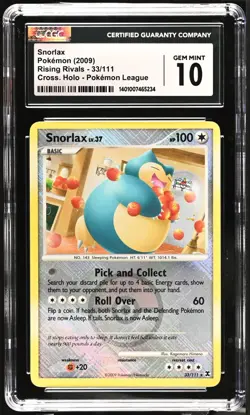 Pokemon CGC Gem Mint 10 Snorlax Cross Holo League Promo 33/111 - Image 1