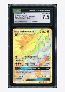 Pokemon CGC 7.5 Incineroar GX Rainbow Rare 2017 147/145 Guardians Rising English - Image 1
