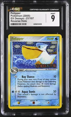 CGC 9 MINT Pelipper 2005 EX Deoxys 21/107 Reverse Holo Stamped Pokemon Card - Image 1