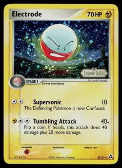 Pokemon Card - Electrode Legend Maker 32/92 Uncommon Reverse Holo Stamped - Image 1