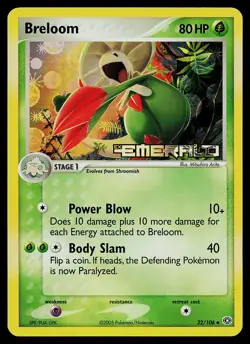 Pokemon Card- Breloom Emerald 22/106 Uncommon Reverse Holo Stamped - Image 1