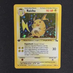 HOLO BLEED 1st Edition RAICHU 14/62 Misprint ERROR Pokemon Fossil Set Card MINT - Image 1