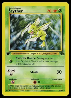 Pokemon Card - Scyther Jungle 26/64 Rare 1st Edition - Image 1