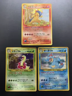 3 Set - Meganium Typhlosion Feraligatr Neo Holo Japanese Pokemon Card #2 - Image 1