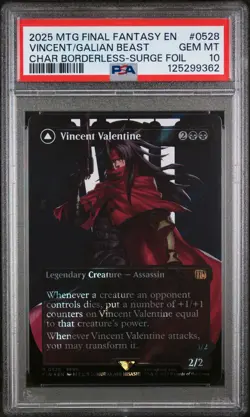 PSA 10 Magic MTG Final Fantasy Vincent Valentine Borderless Surge Foil 0528 - Image 1