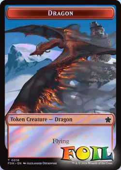 Dragon 0016&Dragon 0017 Doubled-Sided Token 16&17 MTG Foundations Token NP Foil - Image 1