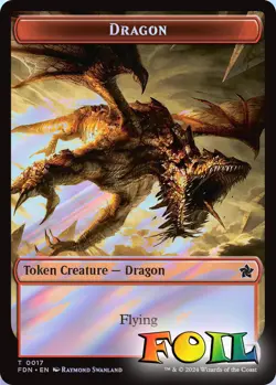 Dragon 0016&Dragon 0017 Doubled-Sided Token 16&17 MTG Foundations Token NP Foil - Image 2