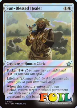 Sun-Blessed Healer 0025 MTG Foundations Uncommon NP Foil - Image 1