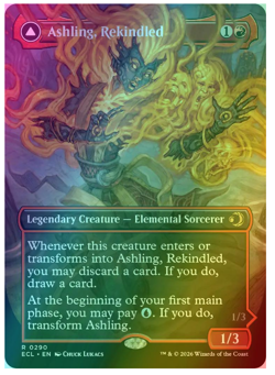 Ashling, Rekindled // Ashling, Rimebound - Foil - Borderless Lorwyn Eclipsed MTG - Image 1