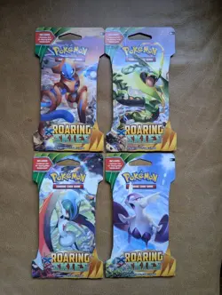 Pokemon XY Roaring Skies Sleeved Booster Pack Art Set - Sealed Lot of 4 Packs - Image 1