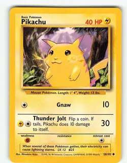 PIKACHU 58/102 COMMON BASE SET POKEMON LP - Image 2