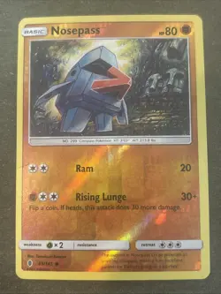Nosepass 69/145 SM - Guardians Rising Common Reverse Holo Pokemon TCG LP - Image 1