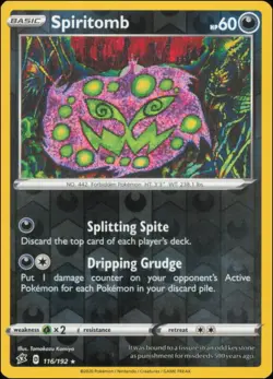 Pokemon - Spiritomb #116/192 - SWSH02: Rebel Clash Reverse Holo - Image 1