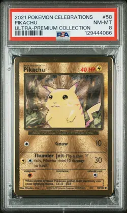 2021 POKEMON CELEBRATIONS ULTRA-PREM COLL #58 PIKACHU PSA 8 - Image 1