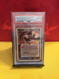 2021 POKEMON SWSH CELEBRATIONS ETB PROMO #144 GRENINJA-GOLD STAR PSA 8 - Image 1