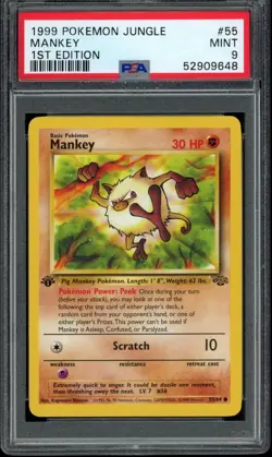 1999 Pokemon Jungle Unlimited 1st Edition Mankey #55 55/64 PSA 9 Fresh Grade! - Image 1
