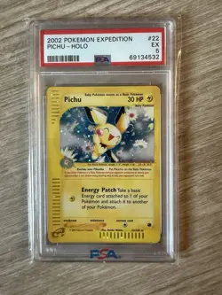 PSA 5 Pichu Rev.Foil #22 2002 Pokemon Expedition 57976310 - Image 1