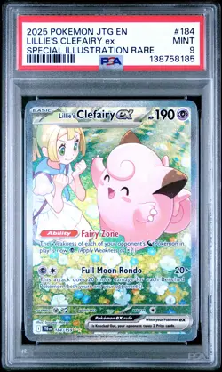 2025 POKEMON JTG EN-JOURNEY TOGETHER #184 LILLIE'S CLEFAIRY EX PSA 9 - Image 1