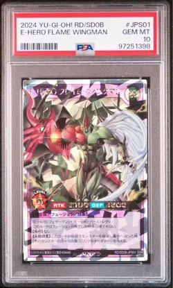 PSA 10 YuGiOh Elemental HERO Flame Wingman Over Rush Rare Duel RD/SD0B JPS01 - Image 2