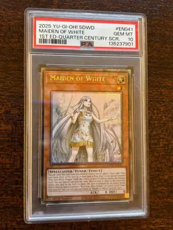 2025 YU-GI-OH! Maiden of White 1st Ed Qtr Century Secret Rare SDWD-EN041 PSA 10! - Image 1