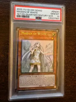 2025 YU-GI-OH! Maiden of White 1st Ed Qtr Century Secret Rare SDWD-EN041 PSA 10! - Image 3