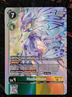Hudiemon Digimon TCG BT23-101 Secret Rare Card Hand Hackers' Slumber Edition - Image 1