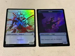 2 x mtg foil token Samurai // Ninja, 003/004, Kamigawa Neon Dynasty, unplayed - Image 1