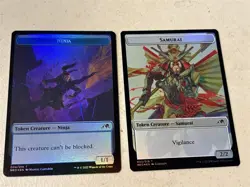 2 x mtg foil token Samurai // Ninja, 003/004, Kamigawa Neon Dynasty, unplayed - Image 2