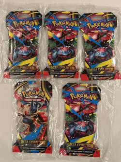 Lot of 5 - Pokemon TCG Mega Evolution Booster Pack, Factory Sealed - Image 1