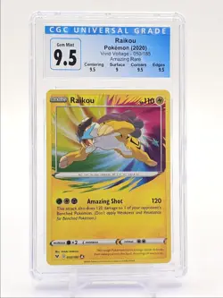 RAIKOU 2020 POKEMON SWSH VIVID VOLTAGE AMAZING RARE 050/185 CGC 9.5 Q6205 - Image 1